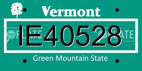 IE40528 Vermont License Plate