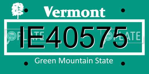 IE40575 Vermont License Plate