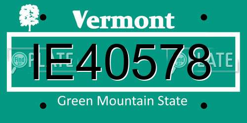 IE40578 Vermont License Plate