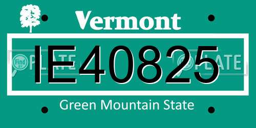 IE40825 Vermont License Plate