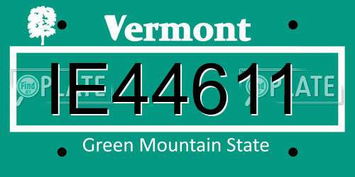 IE44611 Vermont License Plate