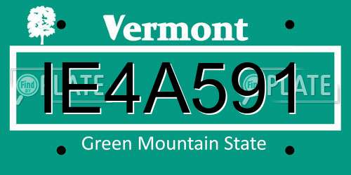 IE4A591 Vermont License Plate