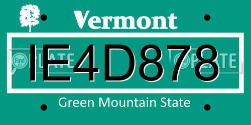 IE4D878 Vermont License Plate