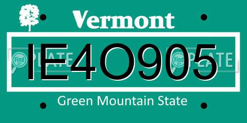 IE4O905 Vermont License Plate