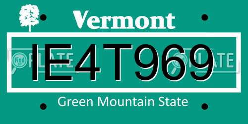 IE4T969 Vermont License Plate
