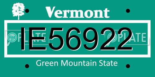 IE56922 Vermont License Plate