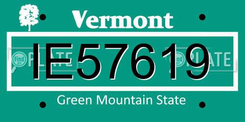 IE57619 Vermont License Plate