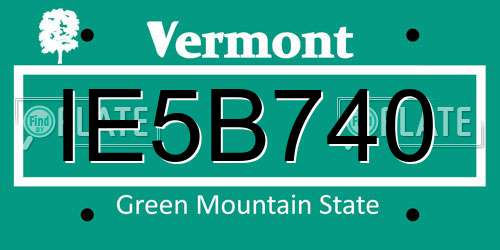 IE5B740 Vermont License Plate