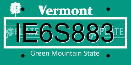 IE6S883 Vermont License Plate