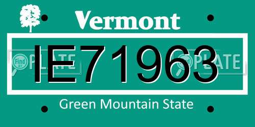 IE71963 Vermont License Plate