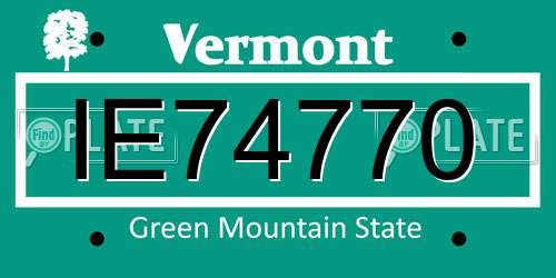 IE74770 Vermont License Plate