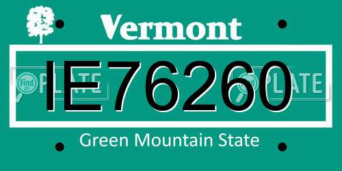 IE76260 Vermont License Plate