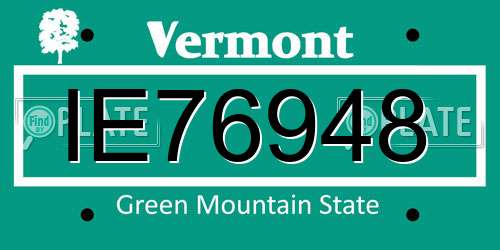 IE76948 Vermont License Plate
