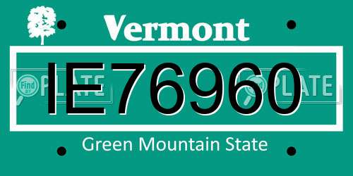 IE76960 Vermont License Plate