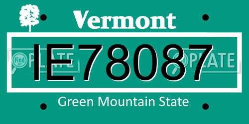 IE78087 Vermont License Plate