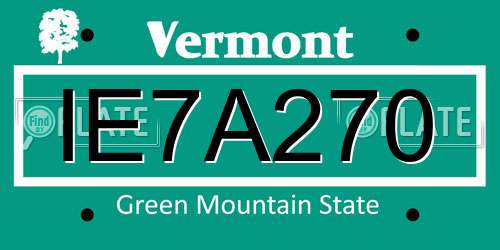 IE7A270 Vermont License Plate