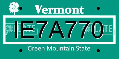 IE7A770 Vermont License Plate