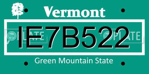 IE7B522 Vermont License Plate