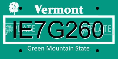IE7G260 Vermont License Plate