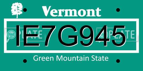 IE7G945 Vermont License Plate