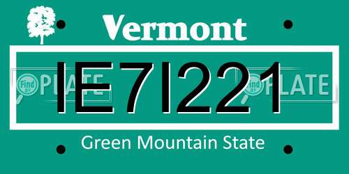 IE7I221 Vermont License Plate