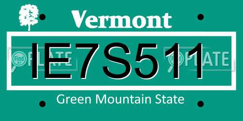 IE7S511 Vermont License Plate