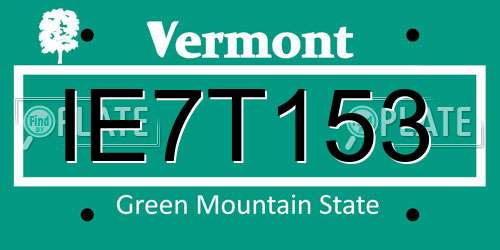 IE7T153 Vermont License Plate