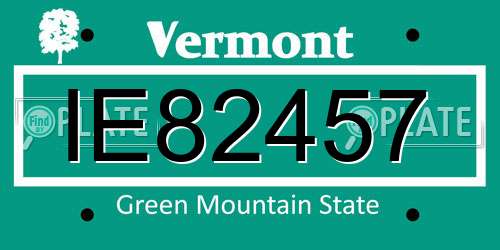 IE82457 Vermont License Plate