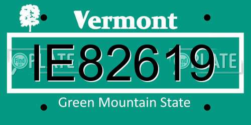 IE82619 Vermont License Plate