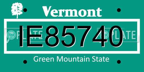 IE85740 Vermont License Plate