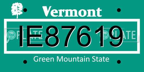 IE87619 Vermont License Plate