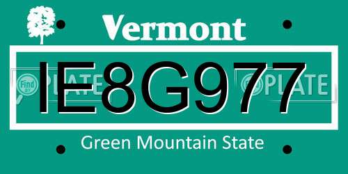 IE8G977 Vermont License Plate