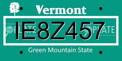 IE8Z457 Vermont License Plate