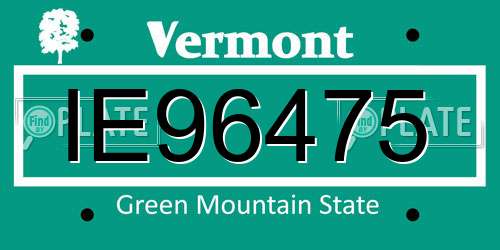 IE96475 Vermont License Plate