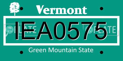 IEA0575 Vermont License Plate