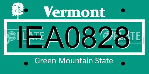 IEA0828 Vermont License Plate