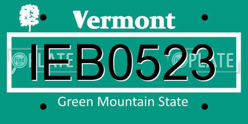IEB0523 Vermont License Plate