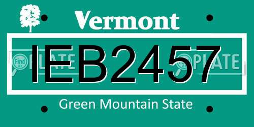 IEB2457 Vermont License Plate