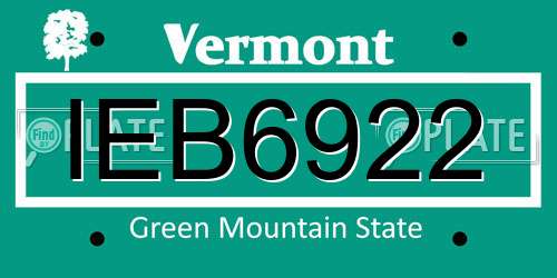 IEB6922 Vermont License Plate