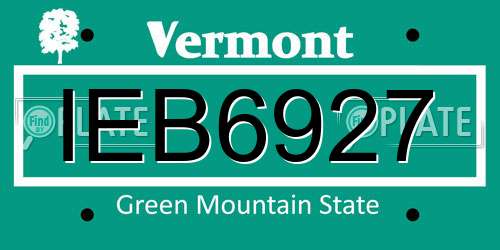IEB6927 Vermont License Plate