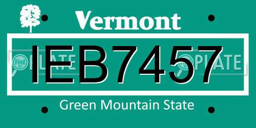 IEB7457 Vermont License Plate