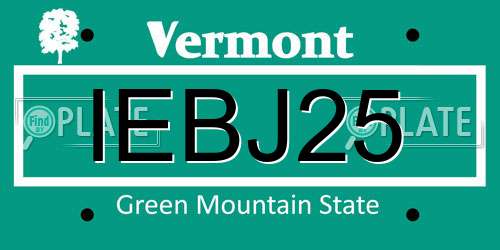 IEBJ25 Vermont License Plate