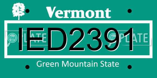 IED2391 Vermont License Plate