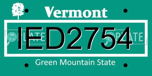 IED2754 Vermont License Plate