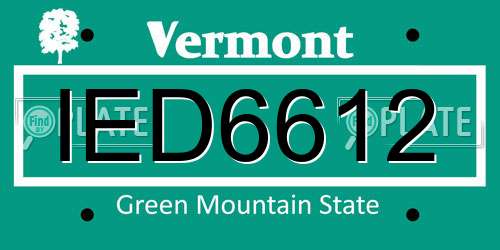 IED6612 Vermont License Plate