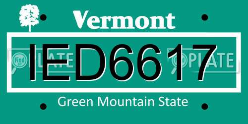 IED6617 Vermont License Plate