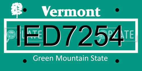 IED7254 Vermont License Plate