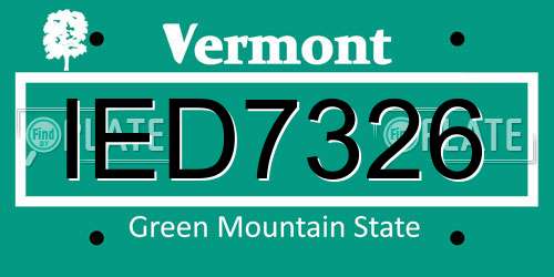 IED7326 Vermont License Plate