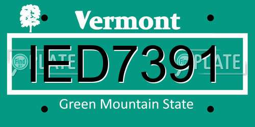 IED7391 Vermont License Plate