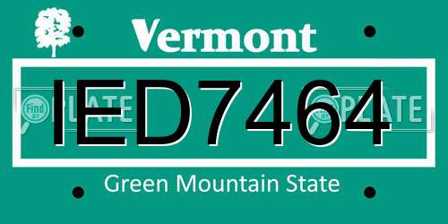IED7464 Vermont License Plate